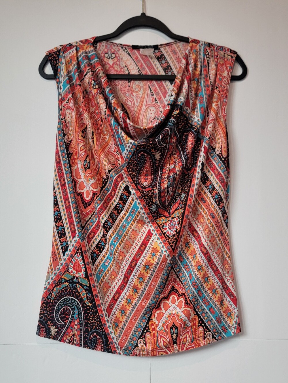 Jennie & Marlis Women’s Size M Paisley Boho Cowl Neck Sleeveless Top Multicolor